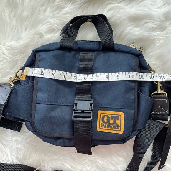 GT Hawkins | Vintage Japan Blue Canvas Outdoor Hiking Day Pack Waist Bag Zipper - Picture 5 of 7